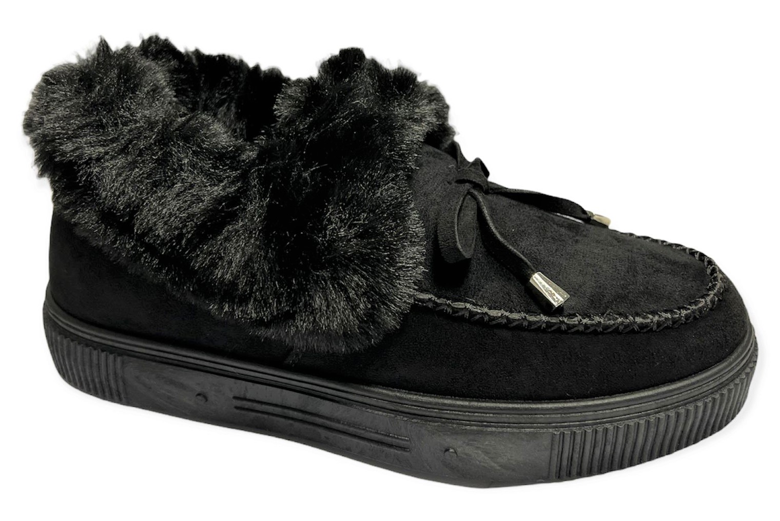 LADIES WOMENS FAUX FUR LINED WARM WINTER MOCCASIN ANKLE BOOTIE SLIPPERS